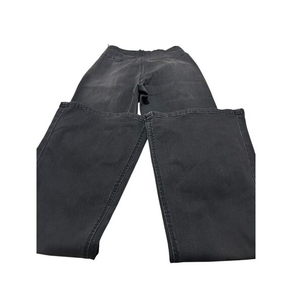 BDG Ruched V-Front Flare Jeans Womens 26 Black Distressed Stone Wash Side Zip - Picture 2 of 10